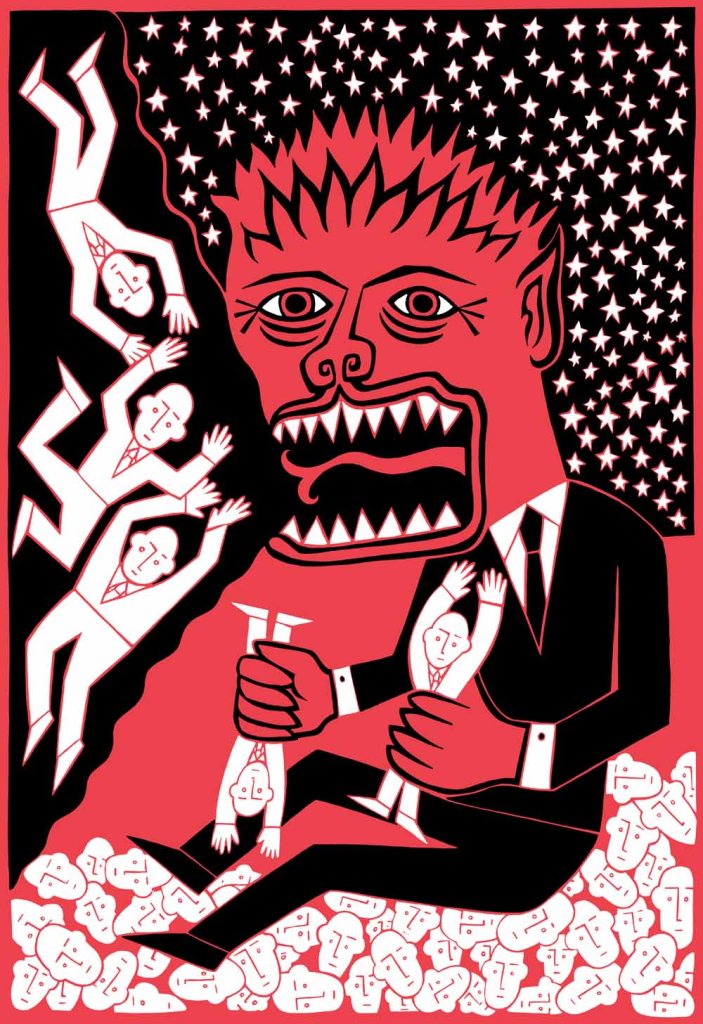 My working day. A hand drawn editorial illustration.