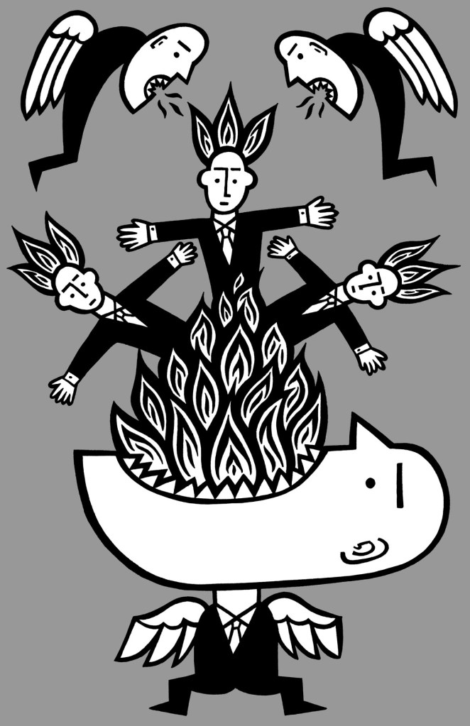 A hand drawn freestyle editorial illustration.