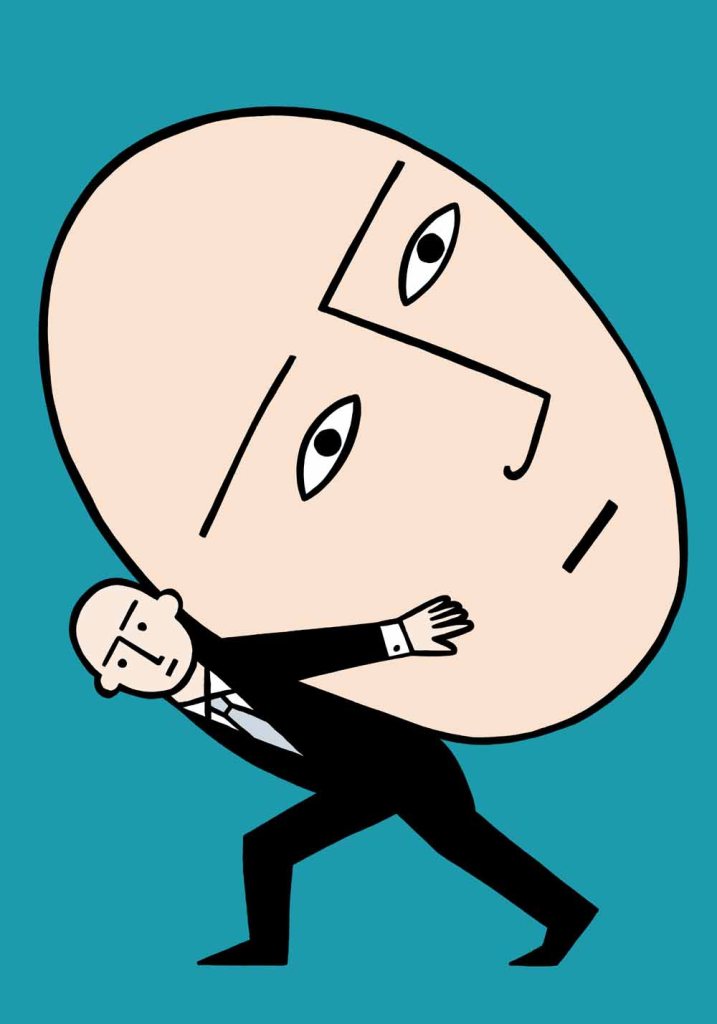 My head is heavy man stock illustration