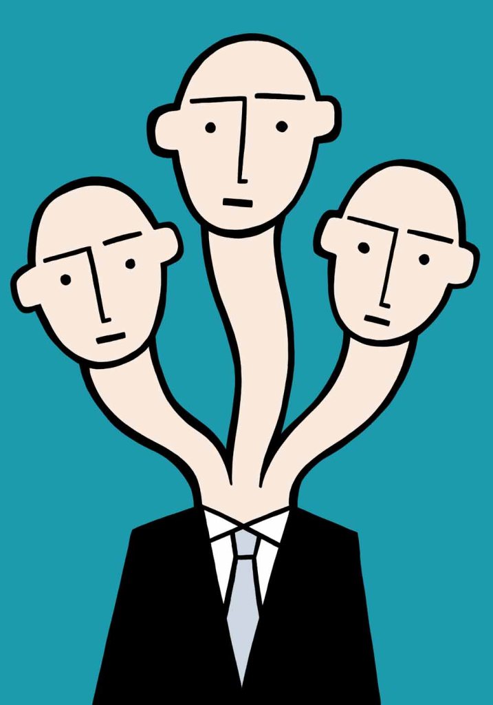 Three heads are always better. stock illustration
