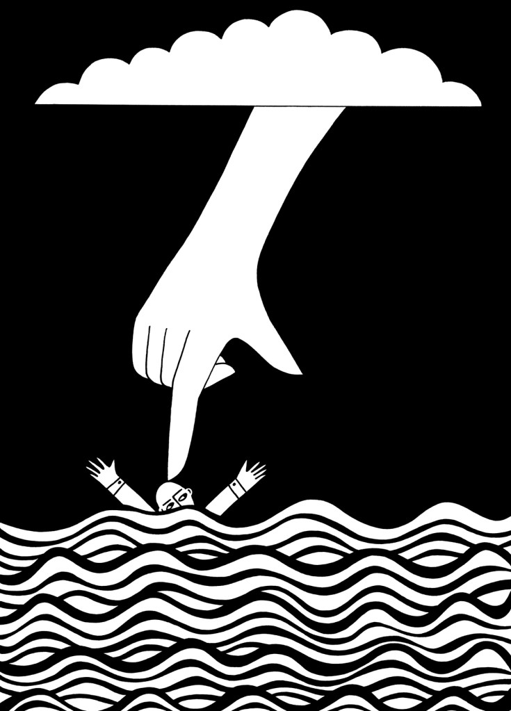 Sink or sink. editorial stock illustration