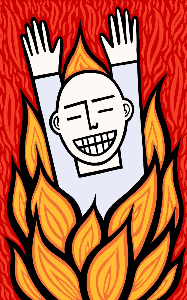 going down in flames stock illustration