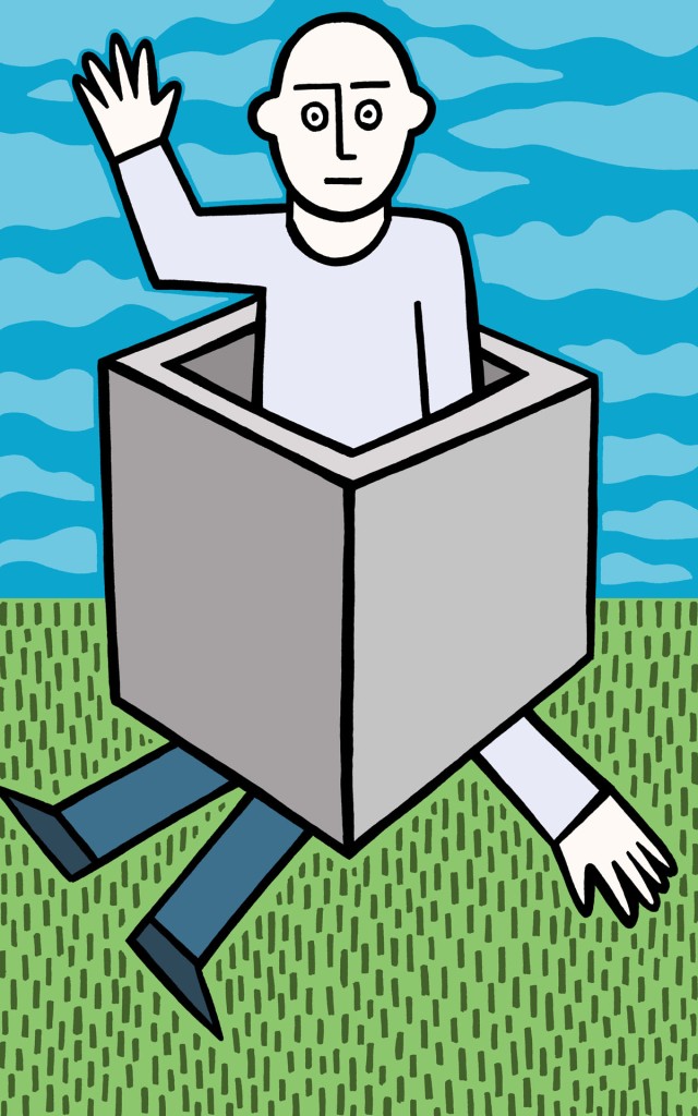 in and out of the box stock illustration